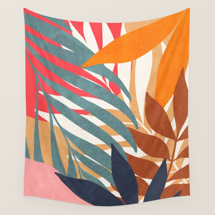 Abstract Boho Tropical Foliage 3 Wall Tapestry Gallery Image 1