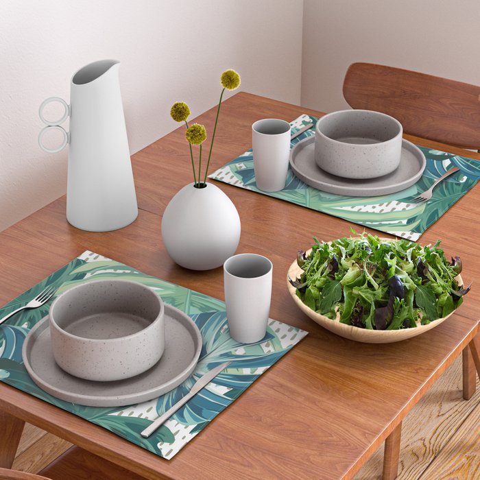 Tropical Palms, Green and Blue, Abstract Placemat Gallery Image 2