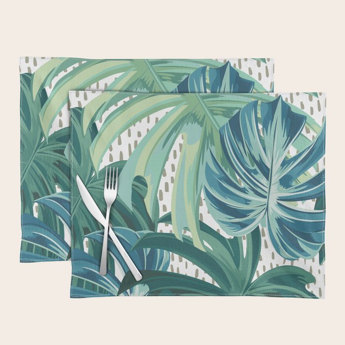 Tropical Palms, Green and Blue, Abstract Placemat Gallery Image 1