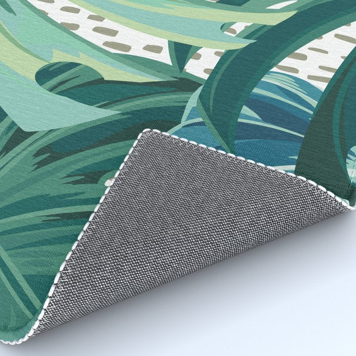 Tropical Palms, Green and Blue, Abstract Rug Gallery Image 4