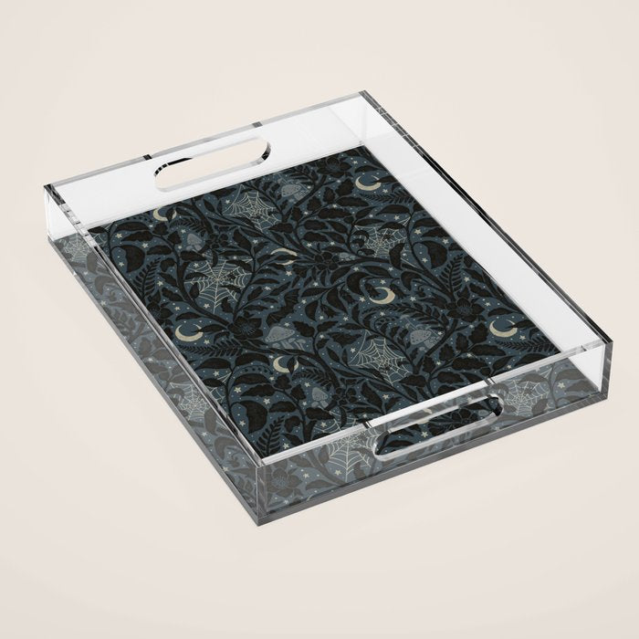 Mysterious Garden - midnight blue Acrylic Tray Gallery Image 1
