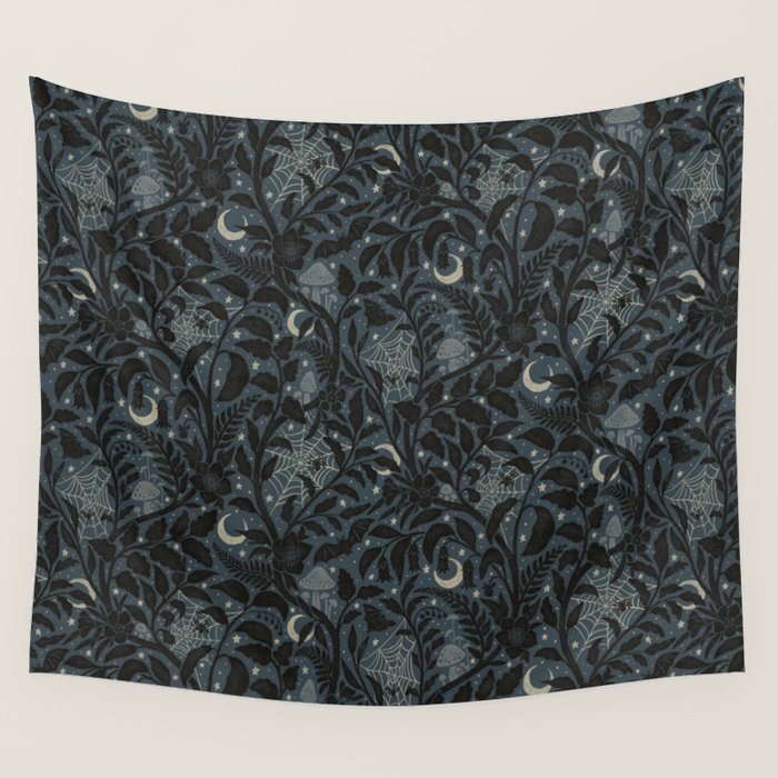 Mysterious Garden - midnight blue Wall Tapestry Gallery Image 4