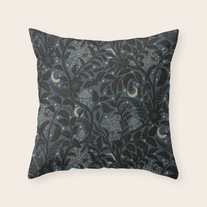 Mysterious Garden - midnight blue Throw Pillow Gallery Image 6
