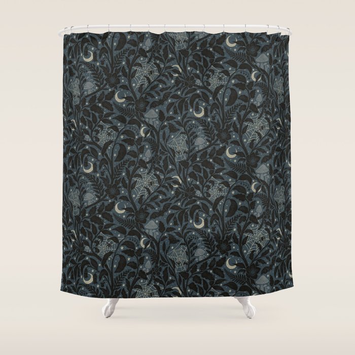 Mysterious Garden - midnight blue Shower Curtain Gallery Image 1