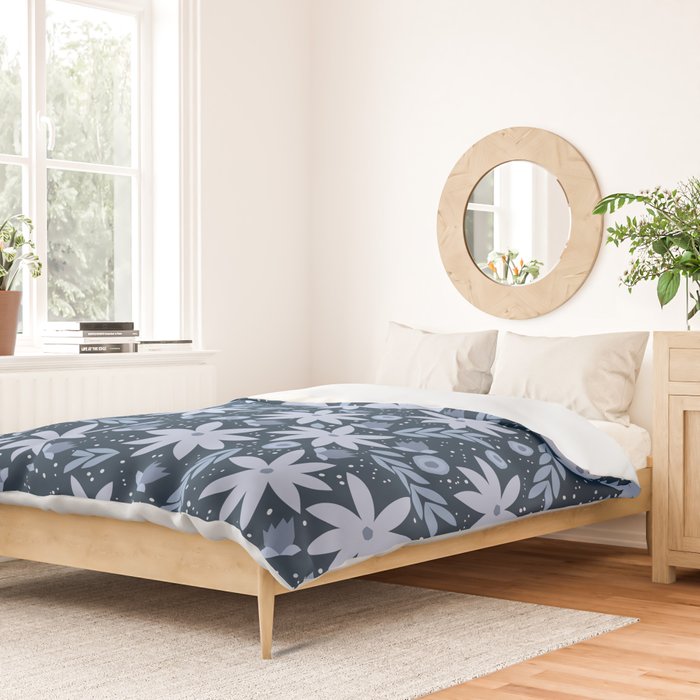 Monochromatic winter flowers Duvet Cover Gallery Image 2