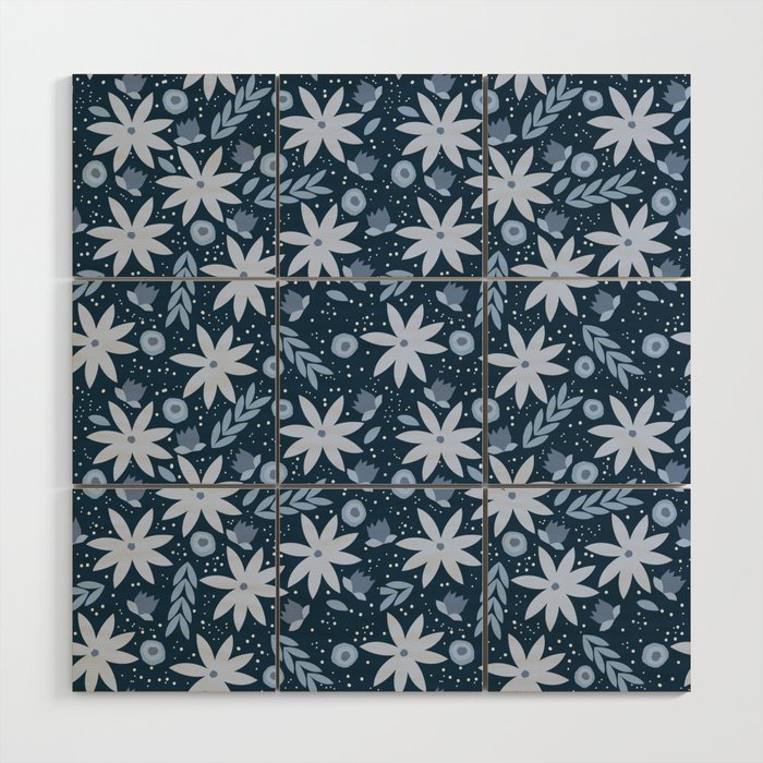 Monochromatic winter flowers Wood Wall Art Gallery Image 1