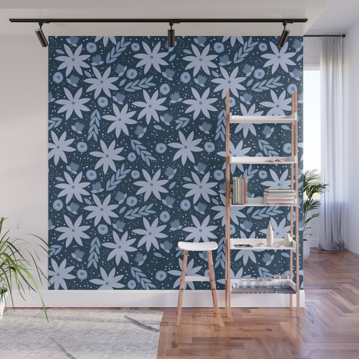 Monochromatic winter flowers Wall Mural Gallery Image 1