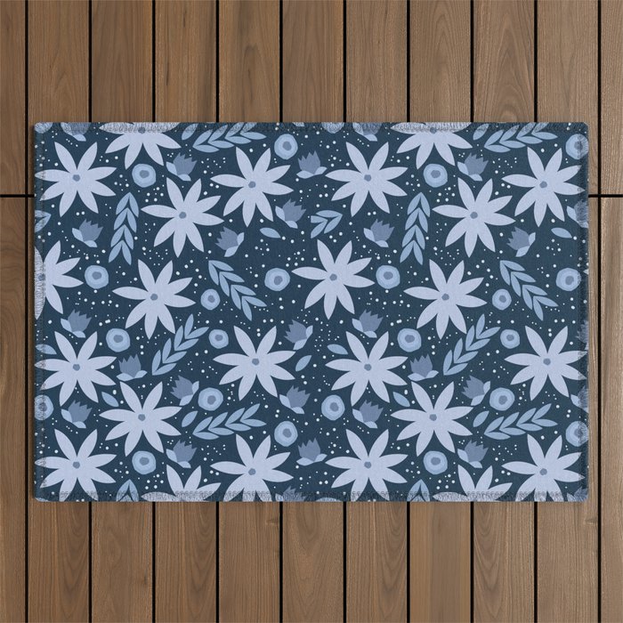 Monochromatic winter flowers Outdoor Rug Gallery Image 1