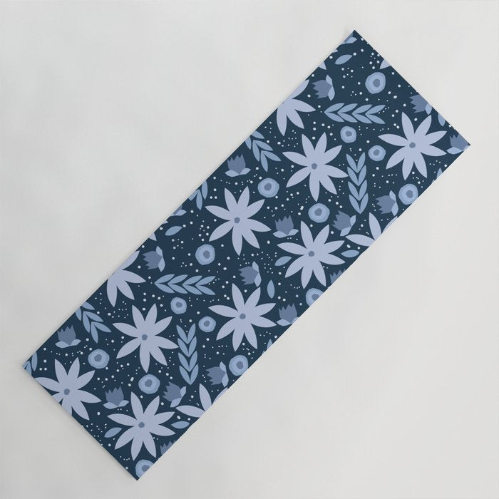 Monochromatic winter flowers Yoga Mat Gallery Image 1