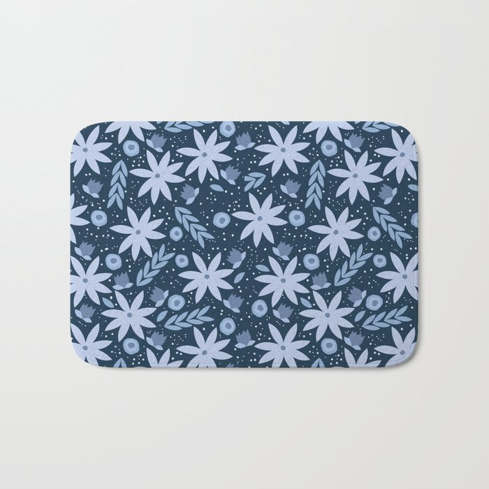 Monochromatic winter flowers Bath Mat Gallery Image 1