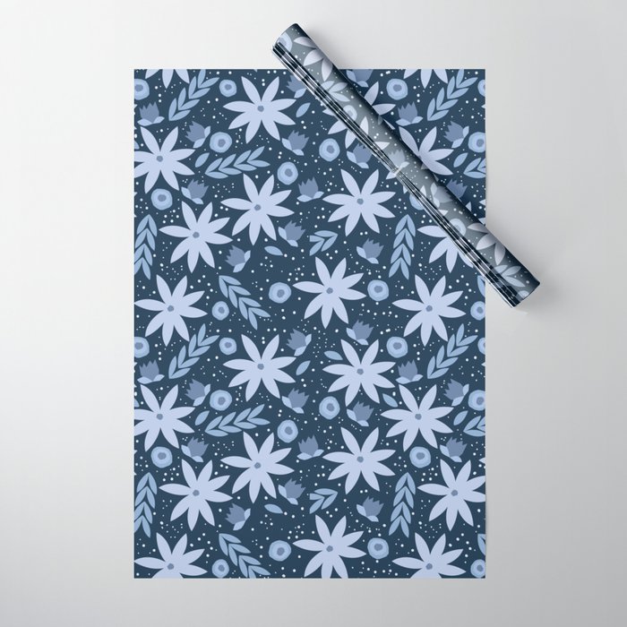Monochromatic winter flowers Wrapping Paper Gallery Image 1