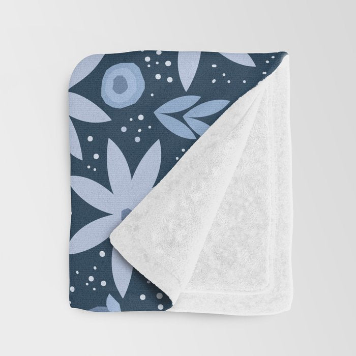 Monochromatic winter flowers Throw Blanket Gallery Image 3