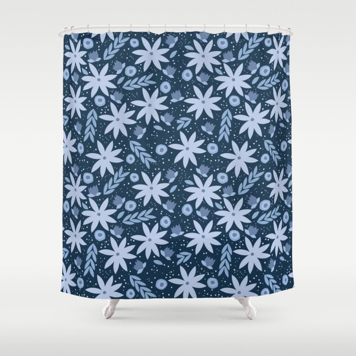 Monochromatic winter flowers Shower Curtain Gallery Image 1