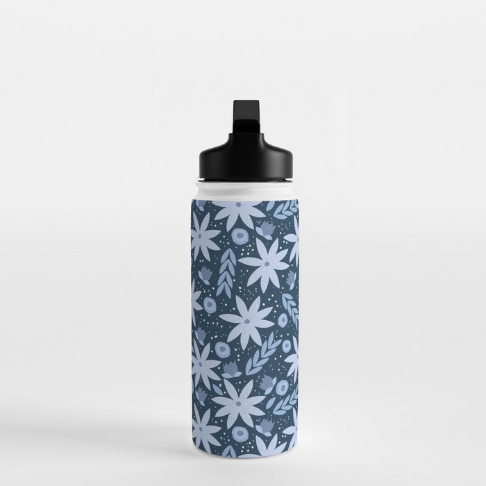 Monochromatic winter flowers Water Bottle Gallery Image 3