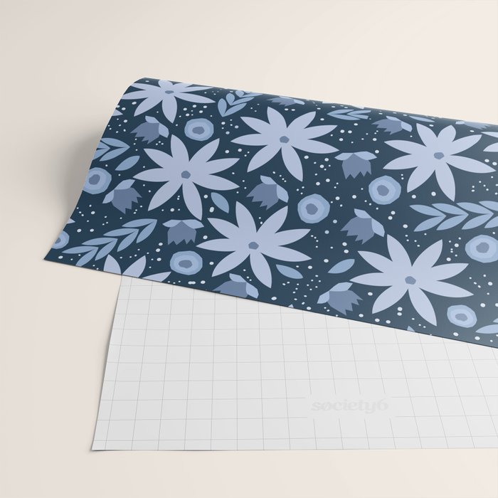 Monochromatic winter flowers Wrapping Paper Gallery Image 2