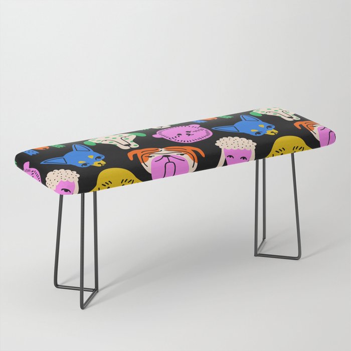 Funny colorful dog cartoon pattern Bench Gallery Image 1