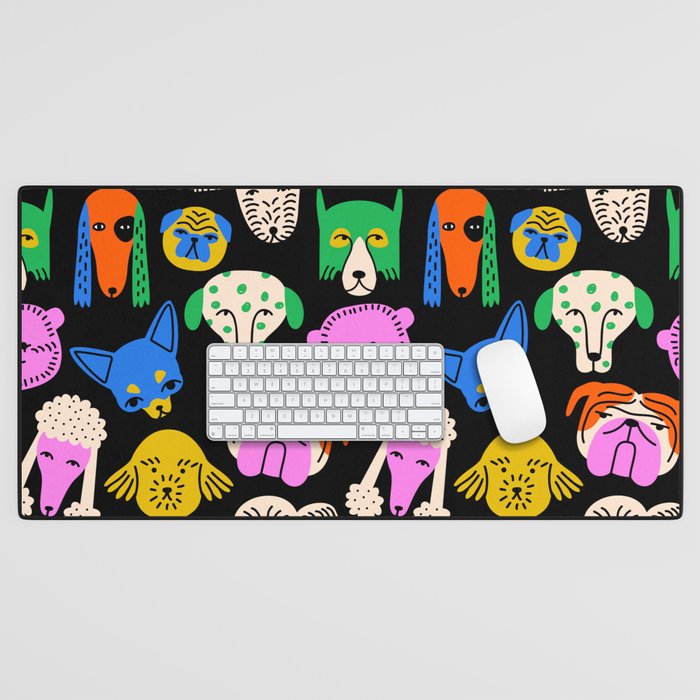 Funny colorful dog cartoon pattern Desk Mat Gallery Image 1