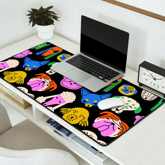 Funny colorful dog cartoon pattern Desk Mat Gallery Image 2