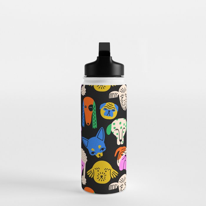 Funny colorful dog cartoon pattern Water Bottle Gallery Image 3