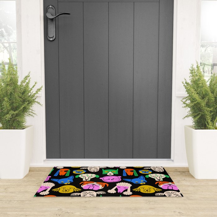 Funny colorful dog cartoon pattern Welcome Mat Gallery Image 3
