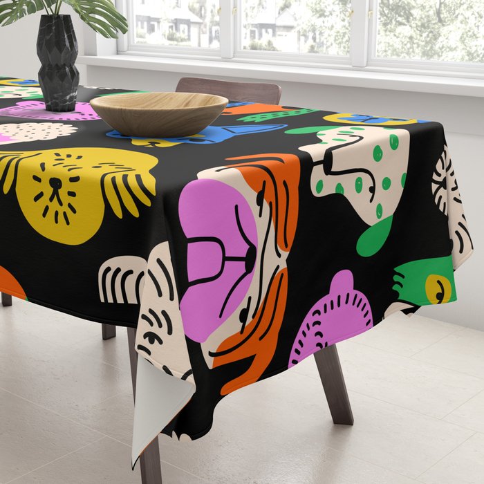 Funny colorful dog cartoon pattern Tablecloth Gallery Image 3