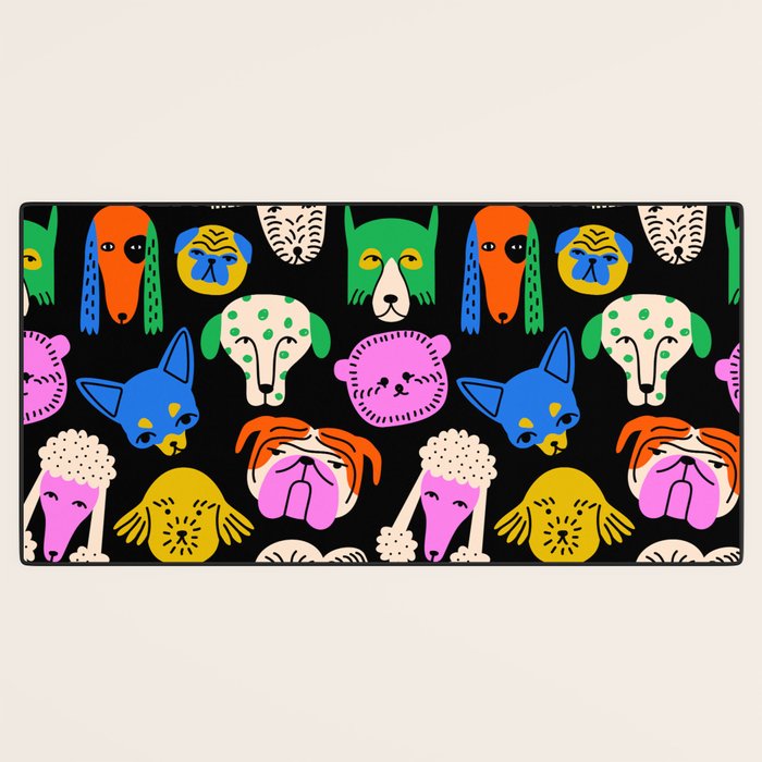 Funny colorful dog cartoon pattern Desk Mat Gallery Image 3