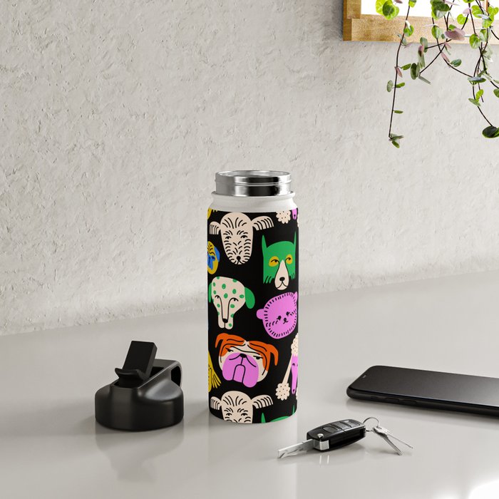 Funny colorful dog cartoon pattern Water Bottle Gallery Image 4