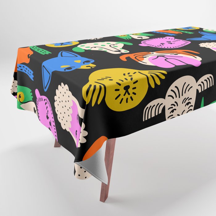 Funny colorful dog cartoon pattern Tablecloth Gallery Image 1