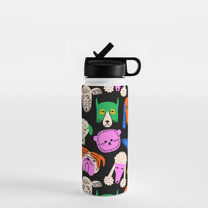 Funny colorful dog cartoon pattern Water Bottle Gallery Image 1