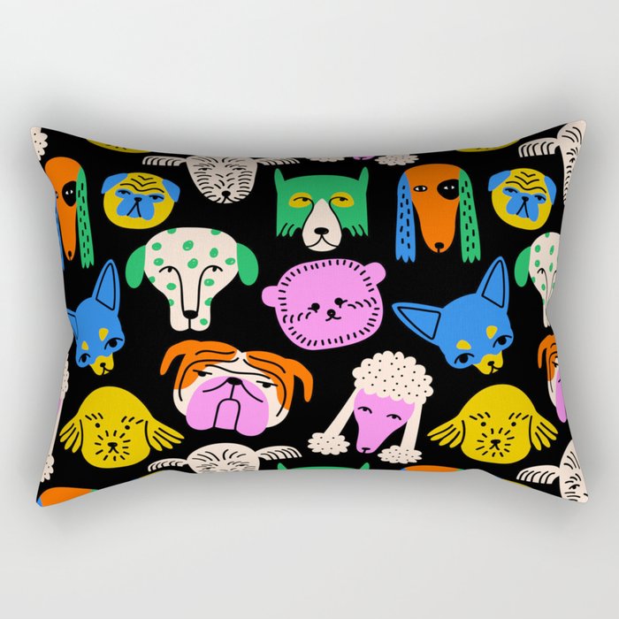 Funny colorful dog cartoon pattern Rectangular Pillow Gallery Image 1