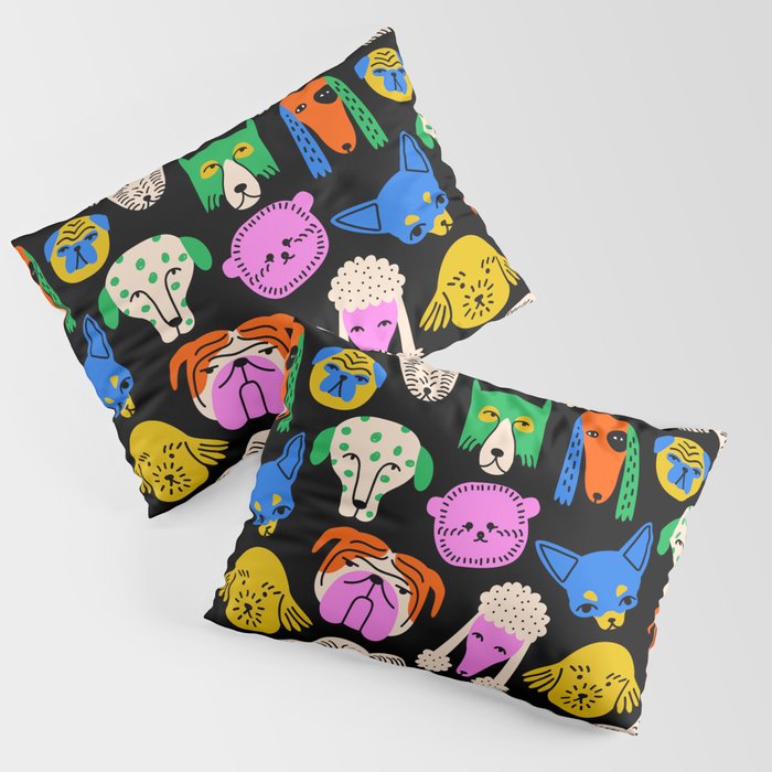 Funny colorful dog cartoon pattern Pillow Sham Gallery Image 1