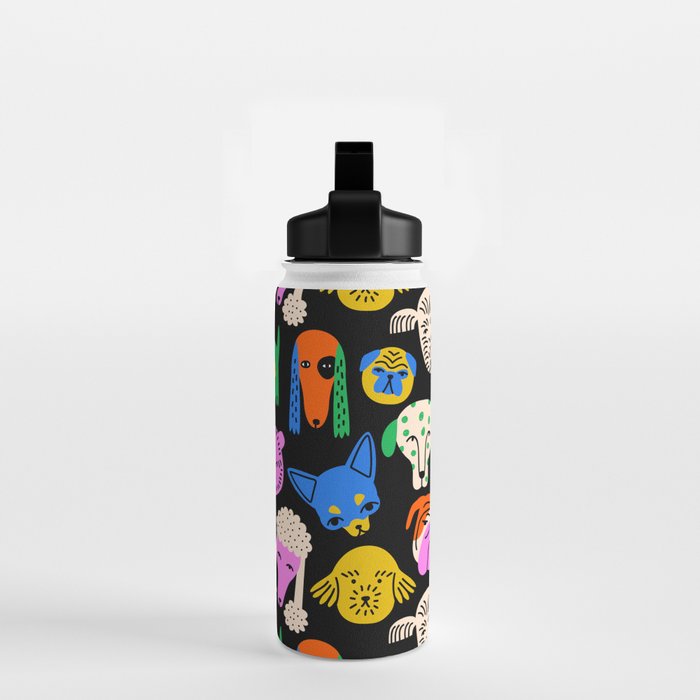 Funny colorful dog cartoon pattern Water Bottle Gallery Image 2