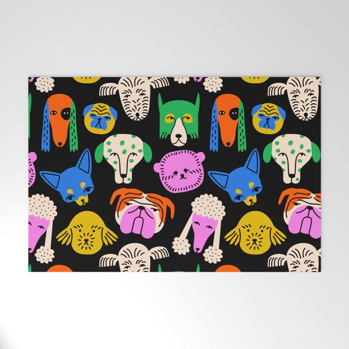 Funny colorful dog cartoon pattern Welcome Mat Gallery Image 1
