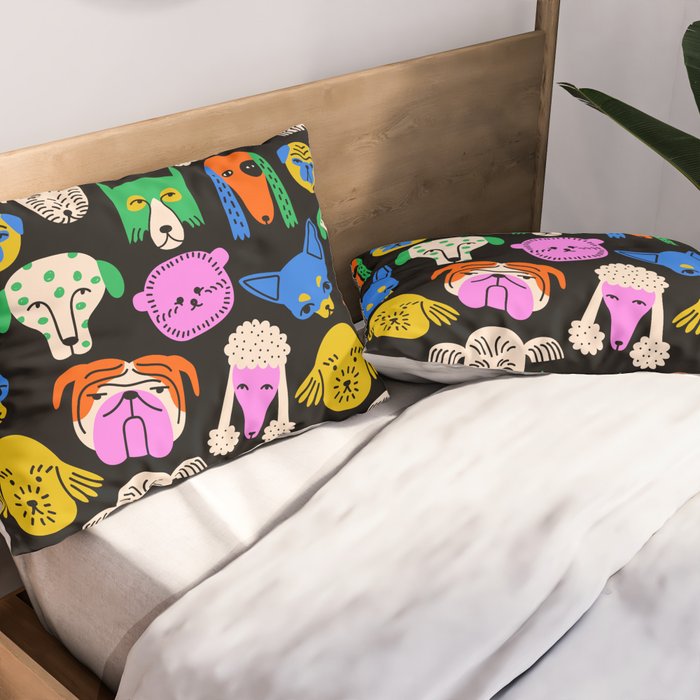 Funny colorful dog cartoon pattern Pillow Sham Gallery Image 2