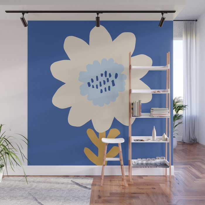 Sunflower - blue Wall Mural Gallery Image 1