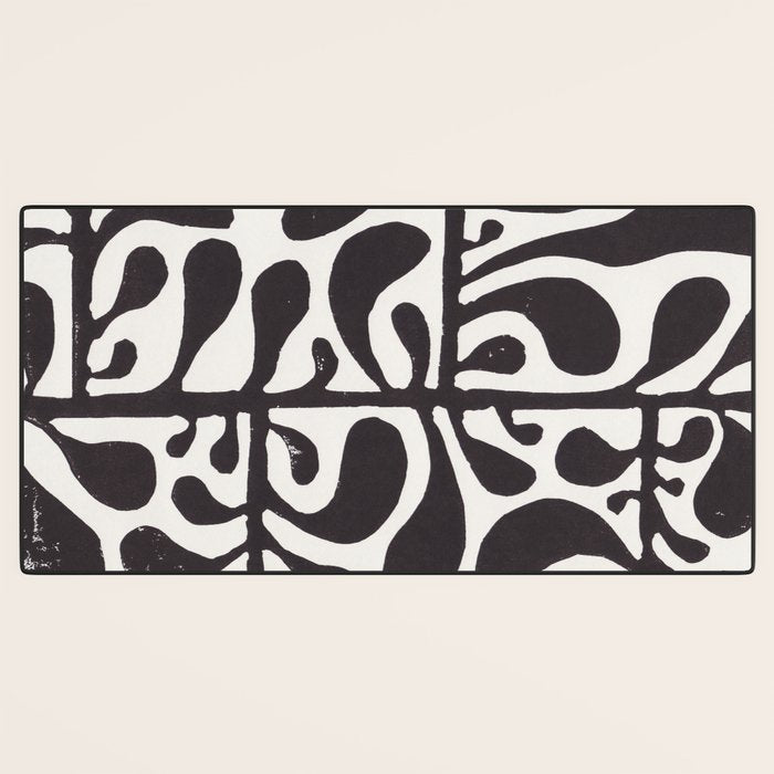 Linocut Plant #1 / Black & White Desk Mat Gallery Image 3