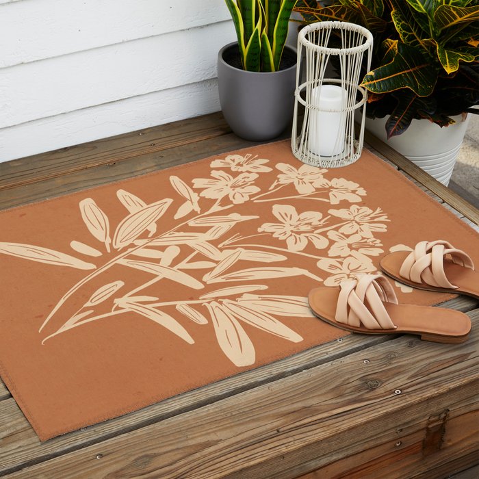 Minimalist Flowers 4 Outdoor Rug Gallery Image 2