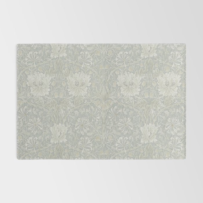 William Morris Honeysuckle & Tulip Light Grey and Blue Rug Gallery Image 2