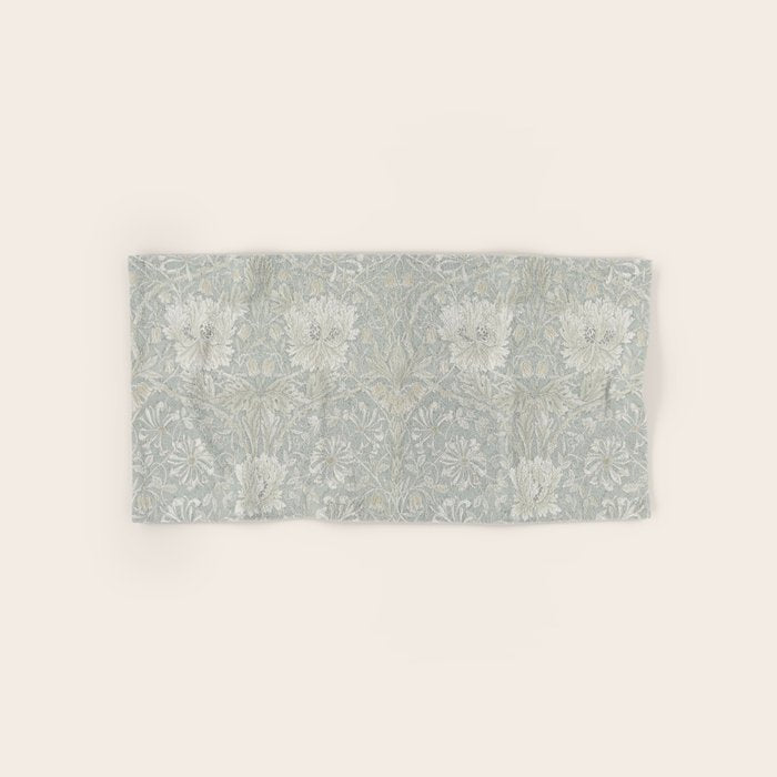 William Morris Honeysuckle & Tulip Light Grey and Blue Bath Towel Gallery Image 1