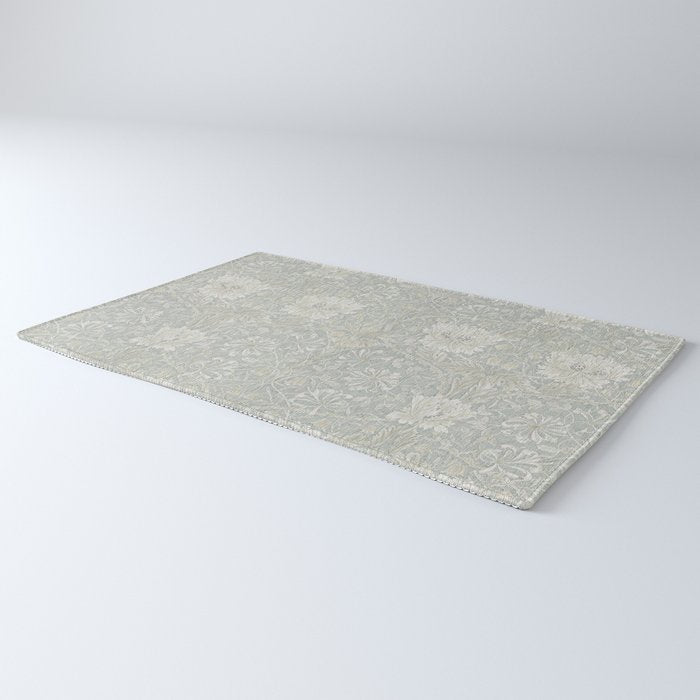 William Morris Honeysuckle & Tulip Light Grey and Blue Rug Gallery Image 3