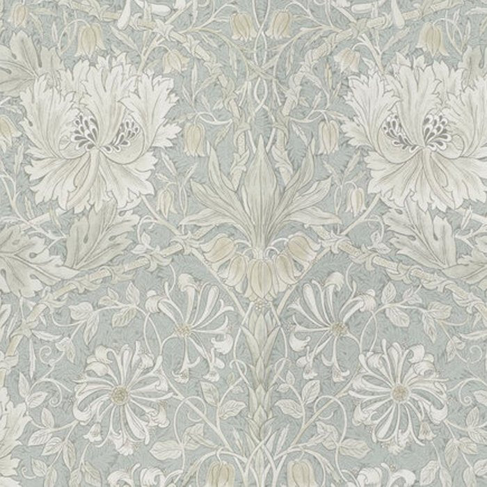 William Morris Honeysuckle & Tulip Light Grey and Blue Coffee Mug Gallery Image 2