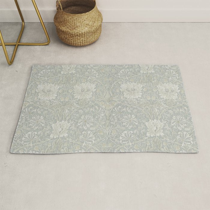 William Morris Honeysuckle & Tulip Light Grey and Blue Rug Gallery Image 1