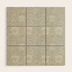 William Morris Honeysuckle & Tulip Light Grey and Blue Wood Wall Art Gallery Image 1