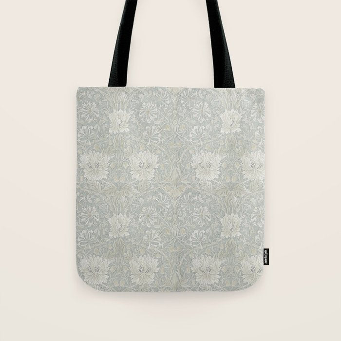 William Morris Honeysuckle & Tulip Light Grey and Blue Tote Bag Gallery Image 1