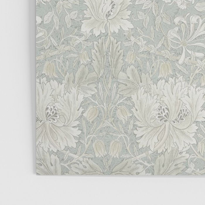 William Morris Honeysuckle & Tulip Light Grey and Blue Poster Gallery Image 3