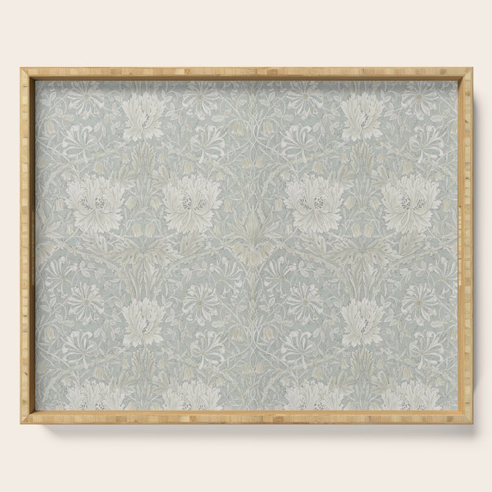 William Morris Honeysuckle & Tulip Light Grey and Blue Serving Tray Gallery Image 1