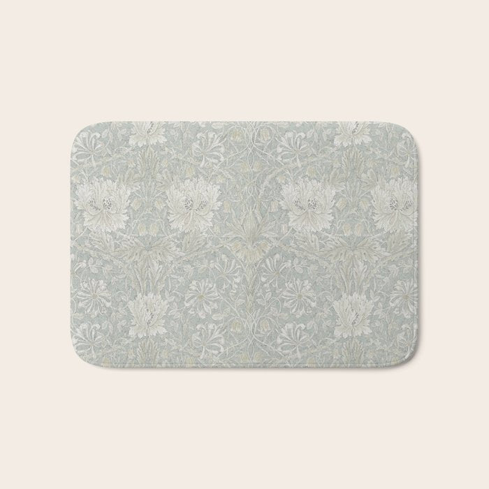 William Morris Honeysuckle & Tulip Light Grey and Blue Bath Mat Gallery Image 1