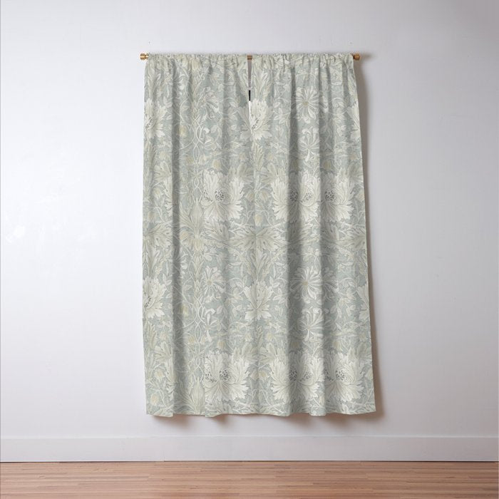 William Morris Honeysuckle & Tulip Light Grey and Blue Window Curtain Gallery Image 3