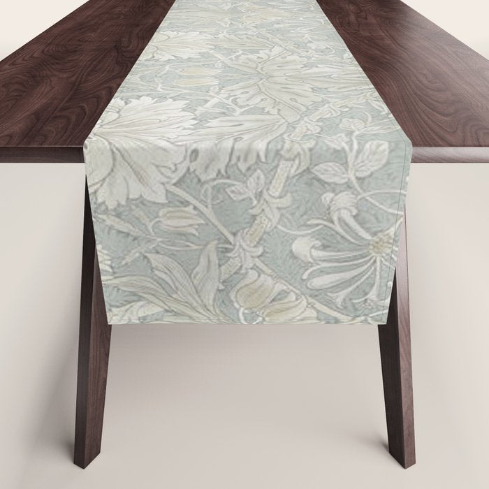 William Morris Honeysuckle & Tulip Light Grey and Blue Table Runner Gallery Image 1