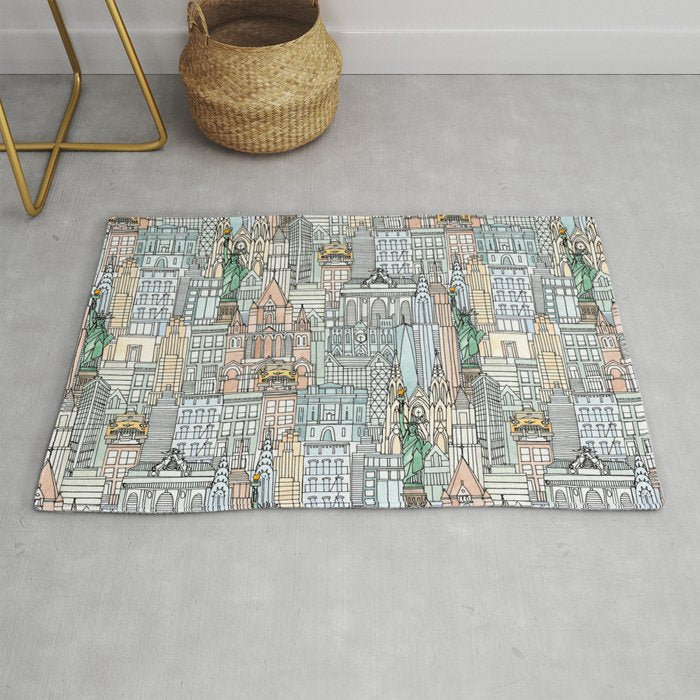 New York watercolor Rug Gallery Image 1